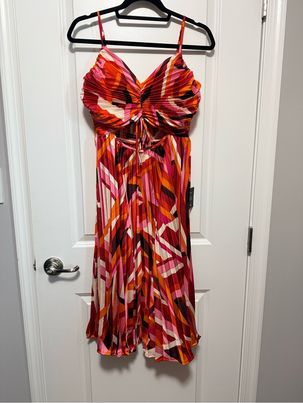 Lulu's Pink, Orange & Red Geometric Midi Dress